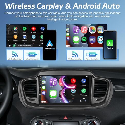 [2+64G] NHOPEEW Android Car Stereo for KIA Sorento 2015-2020 with Wireless CarPlay & Android Auto - Car Radio 10.1 Inch Touchscreen - GPS Navi/DSP/WiFi/SWC/Bluetooth + AHD Backup Camera in Kuwait