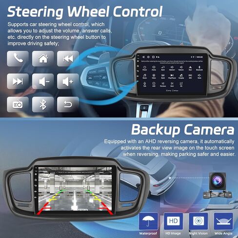 [2+64G] NHOPEEW Android Car Stereo for KIA Sorento 2015-2020 with Wireless CarPlay & Android Auto - Car Radio 10.1 Inch Touchscreen - GPS Navi/DSP/WiFi/SWC/Bluetooth + AHD Backup Camera in Kuwait
