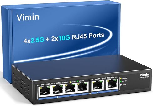 18-Port 10G/2.5G Ethernet Switch with Dual 10GBASE-T Port, Vimin 16X 2.5G +2 x 10Gb RJ45 Ports Unmanaged Switch, 120Gbps Capacity, 2.5G/10G Switch Desktop/Wall Mount Network Switch for NAS, PC, AP in Kuwait