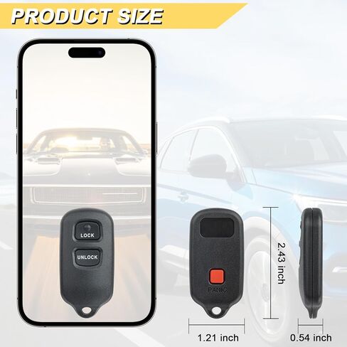 استبدال Vurkcy Key Fob لـ 2000-2006 Toyota Camry/ 03-08 Corolla Matrix/ 99-03 Sienna/ 00-03 Solara Car بدون مفتاح للتحكم عن بعد، GQ43VT14T، 3 أزرار، قطعتان in Kuwait