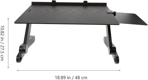 SHOWERORO Aluminum Alloy Portable Laptop Stand with Adjustable Height and Folding Design, Multi-Functional Notebook PC Holder with Cooling Shelf for Home Office Bed Use, Black with Mouse Pad in Kuwait