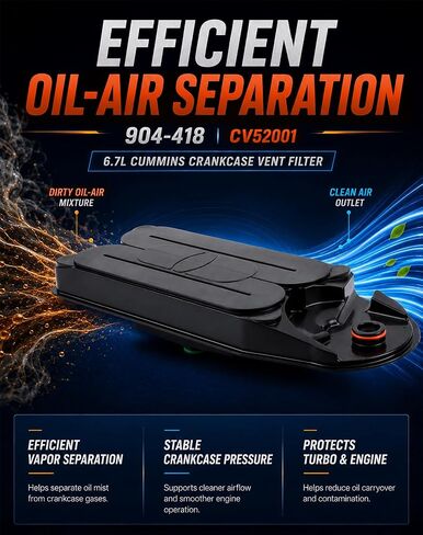 WEILEITE 6.7 Cummins Crankcase Ventilation Filter CCV Breather Compatible With Dodge Ram 2500 3500 4500 5500 2008-2021 Diesel ISB Engine Element Replaces CV52001 904-418 4936636 68002433AC 68002433AB in Saudi Arabia