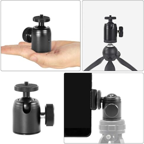 محول رأس كروي للكاميرا من NUOBESTY 1/4 3/8 حامل معدني ثلاثي القوائم يدور 360 درجة لكاميرات DSLR وتسجيل الفيديو باللون الأسود in Kuwait