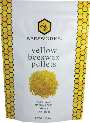 Beesworks حبيبات شمع العسل الصفراء (1 رطل) | نقي 100%، درجة مستحضرات التجميل، شمع العسل المصفى ثلاثيًا للعناية بالبشرة، ومرطب الشفاه، والغسول، وصناعة الشموع. in Kuwait