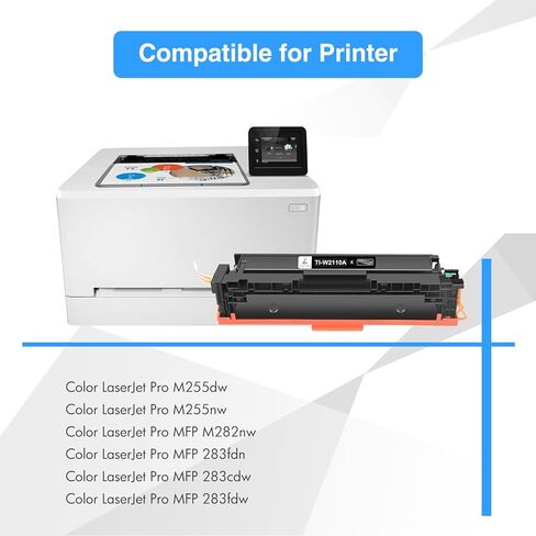 خراطيش حبر 206A 5 عبوات 206X M283fdw بديلة متوافقة لطابعة HP 206A W2110A (مع رقاقة) Color LaserJet Pro MFP M283cdw M255dw M283 Pro M255 W2110X حبر عالي الإنتاجية (2*B/C/Y/M، 5 عبوات) in Kuwait