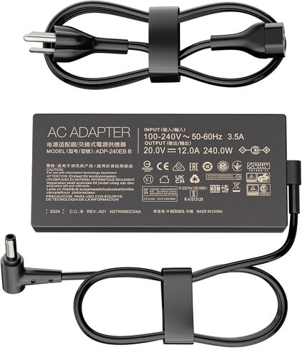 شاحن كمبيوتر محمول 240 واط 20 فولت 10 أمبير مناسب لجهاز Asus Rog Zephyrus Duo 15 G14 GA402 G15 G16 M16 GU603؛ فيفوبوك برو 15X 16X S15 S17 GX502; تدفق X16 GV601 TUF A15 A17 F15 F16 F17 محول التيار المتردد ADP-240EB B مصدر الطاقة in Kuwait