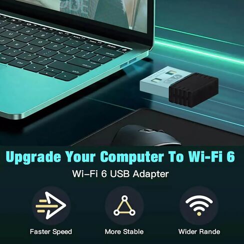 USB WiFi Adapter for Desktop PC Laptop, Mini WiFi 6 Adapter, Dual Band 2.4G, IEEE 802.11ax/286.8Mbps in Kuwait
