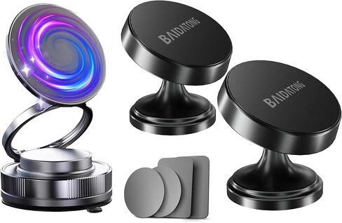Magnetic Phone Mount & Metal Plates Set – 3Pack Magnetic Car Phone Holder + 4-Pack Strong Metal Plates for iPhone, Samsung, and More – Universal Dashboard & Air Vent Mount for Smartphones – Secure, D in Kuwait