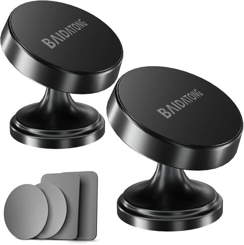 Magnetic Phone Mount & Metal Plates Set – 3Pack Magnetic Car Phone Holder + 4-Pack Strong Metal Plates for iPhone, Samsung, and More – Universal Dashboard & Air Vent Mount for Smartphones – Secure, D in Kuwait