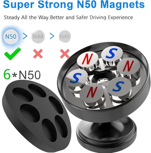 Magnetic Phone Mount & Metal Plates Set – 3Pack Magnetic Car Phone Holder + 4-Pack Strong Metal Plates for iPhone, Samsung, and More – Universal Dashboard & Air Vent Mount for Smartphones – Secure, D in Kuwait
