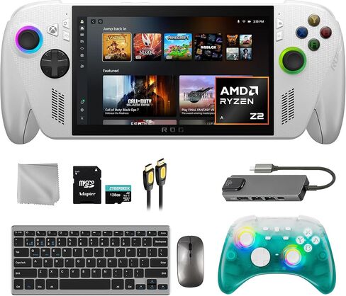 ASUS ROG Xbox-Ally 2TB SSD AMD Ryzen Z2 A CPU Gaming Handheld 7-inch Touchscreen 120Hz, Mytrix Black Ice Wireless Pro Controller, Hub, 128GB MicroSD, Keyboard & Mouse, 8 in 1 Bundle in Kuwait