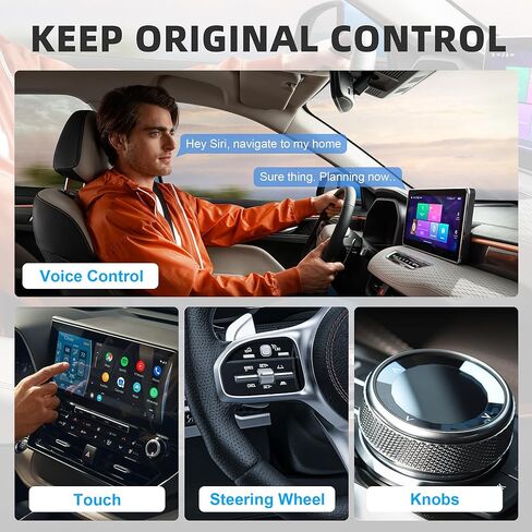 محول Android Auto اللاسلكي Carplay - 2 في 1 محول سيارة Android Auto لاسلكي وتشغيل السيارة، تحكم مستقر بدون تأخير [ترقية 2026] فضي in Kuwait