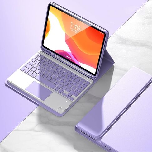 حافظة لوحة مفاتيح iPad 10.2 بوصة 7th 8th Gen 9th Gen Air3 Pro 10.5 بوصة مع لوحة اللمس وماوس لاسلكي مجموعة من 3 قطع iPad 7 iPad 8 iPad 9 لوحة مفاتيح بلوتوث قابلة للفصل (iPad 10.2 بوصة/10.5 بوصة، أرجواني) in Kuwait