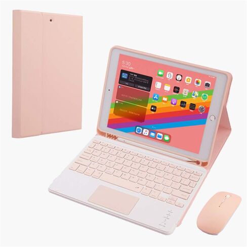 حافظة لوحة مفاتيح iPad 10.2 بوصة 7th 8th Gen 9th Gen Air3 Pro 10.5 بوصة مع لوحة اللمس وماوس لاسلكي مجموعة من 3 قطع iPad 7 iPad 8 iPad 9 لوحة مفاتيح بلوتوث قابلة للفصل (iPad 10.2 بوصة/10.5 بوصة، أرجواني) in Kuwait