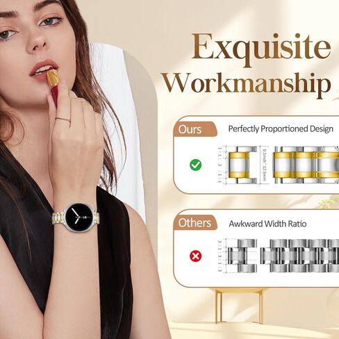 Slim Metal Bands for Samsung Galaxy Watch 8 Band 40mm 44mm/8 Classic 46mm,Thin Elegant Stainless Steel Dressy Business Strap Replacement WristBands for Samsung Watch 8 Band 40 44 mm,01-Silver/Gold in Saudi Arabia