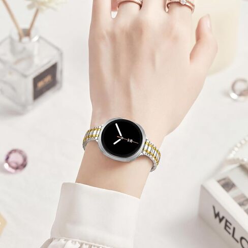 Slim Metal Bands for Samsung Galaxy Watch 8 Band 40mm 44mm/8 Classic 46mm,Thin Elegant Stainless Steel Dressy Business Strap Replacement WristBands for Samsung Watch 8 Band 40 44 mm,01-Silver/Gold in Saudi Arabia