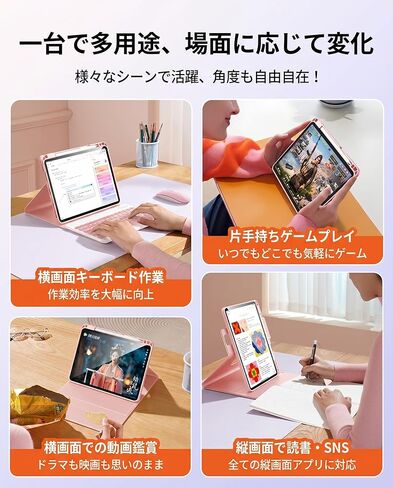 Vertical Keyboard Case for iPad 11th Generation 11-inch (A16), iPad 10th Gen, 360° Rotatable Magnetic Detachable Keyboard Cover with Pencil Holder, 360 Rotate-Purple+White in Kuwait