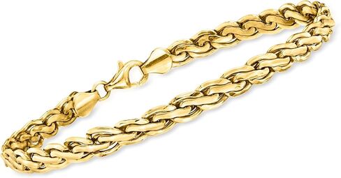 Ross-Simons 14kt Yellow Gold Flat Rope-Chain Bracelet in Kuwait