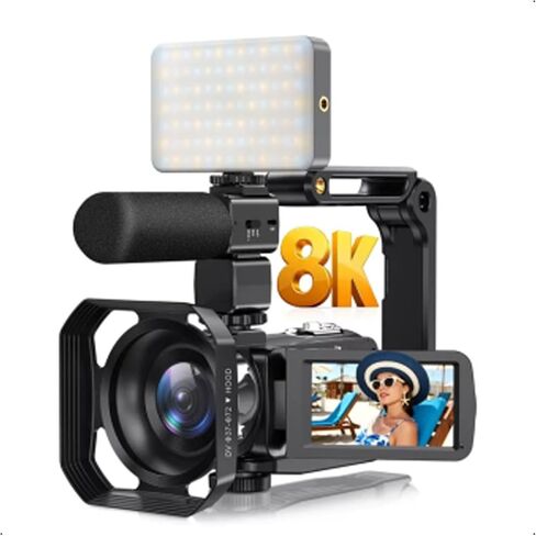 Yunseity 8K Video Camera, 64MP HD Camcorder with 18x Digital Zoom 3 Inch WiFi Remote Control, for Vlogging Content Creators in Kuwait