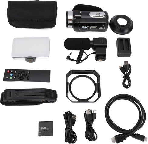 Yunseity 8K Video Camera, 64MP HD Camcorder with 18x Digital Zoom 3 Inch WiFi Remote Control, for Vlogging Content Creators in Kuwait
