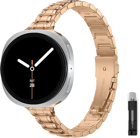 Slim Metal Bands for Samsung Galaxy Watch 8 Band 40mm 44mm/8 Classic 46mm,Thin Elegant Stainless Steel Dressy Business Strap Replacement WristBands for Samsung Watch 8 Band 40 44 mm,01-Silver/Gold in Saudi Arabia