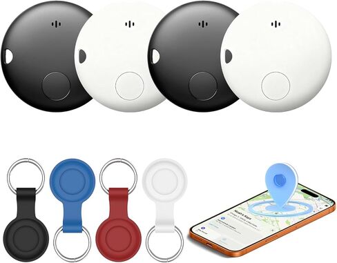 علامات تعقب الهواء - 4 حزم مع 4 حافظات (iOS فقط)، محدد موقع عنصر البحث عن المفاتيح عبر البلوتوث، يعمل مع Apple Find My، علامة تتبع ذكية مقاومة للماء للمحفظة والحقيبة والأمتعة والمركبات والحيوانات الأليفة وما إلى ذلك in Kuwait