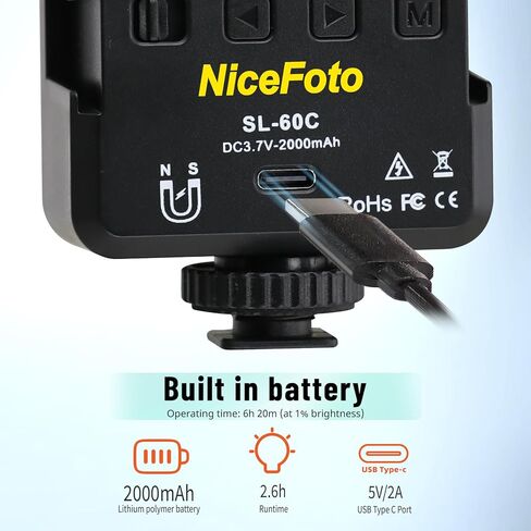 مصابيح فيديو NiceFoto RGB، إضاءة فيديو LED ملونة كاملة 360 درجة مع 3 حوامل أحذية باردة، 2500K-9000K، CRI 96+، 18 وضعًا للمشهد، ضوء كاميرا RGB مغناطيسي لتصوير مدونة الفيديو، TikTok، Live، التصوير الفوتوغرافي in Kuwait