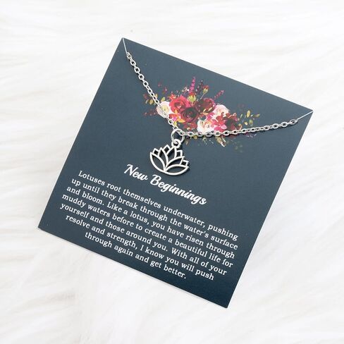 PLITI Lotus Necklace For Yoga Lovers New Beginnings Gift Lotus Inspirational Gift Lotus Flower Jewelry Yoga Karma Gift in Saudi Arabia