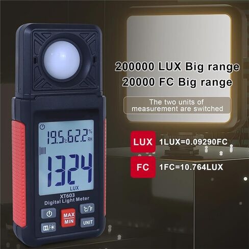 مقياس لوكس، جهاز اختبار XT603 مقياس الضوء الرقمي لوكس 200,000 مقياس ضوئي مع قياس سطوع الإضاءة المحيطة in Kuwait