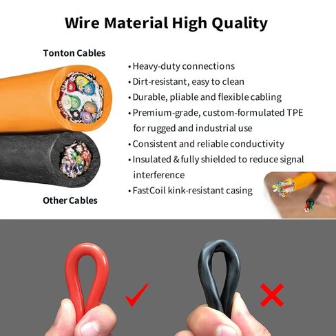Tonton USB-C to USB-C Camera Tethering Cable 16.4FT, 90° Right Angle, 5Gbps Fast Data Transfer, Orange with Lock Clamp, Compatible with Canon EOS R5 R6 R7 R10 G7X Mark III, Sony A7 IV A7III A7C II in Kuwait