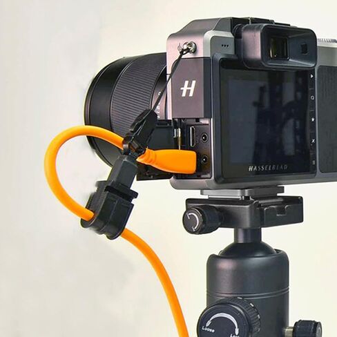 Tonton USB-C to USB-C Camera Tethering Cable 16.4FT, 90° Right Angle, 5Gbps Fast Data Transfer, Orange with Lock Clamp, Compatible with Canon EOS R5 R6 R7 R10 G7X Mark III, Sony A7 IV A7III A7C II in Kuwait