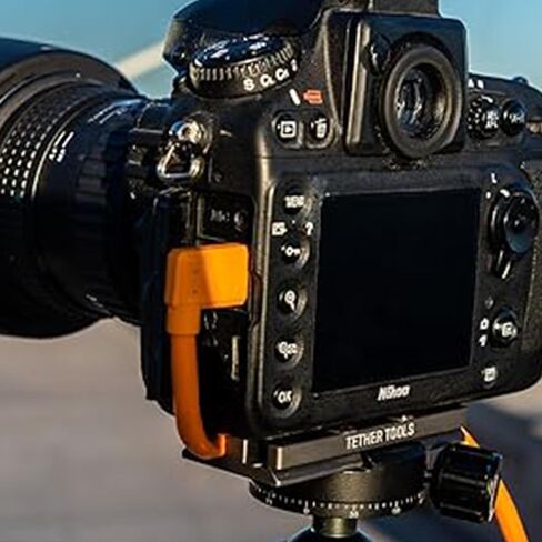 Tonton USB-C to USB-C Camera Tethering Cable 16.4FT, 90° Right Angle, 5Gbps Fast Data Transfer, Orange with Lock Clamp, Compatible with Canon EOS R5 R6 R7 R10 G7X Mark III, Sony A7 IV A7III A7C II in Kuwait
