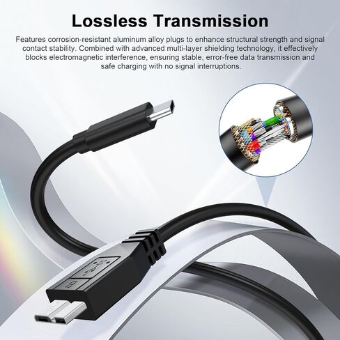 Zosvoses Micro B to USB C Cable Compatible with iPhone 15/16/17, Galaxy S24, USB 3.0 External Hard Drive Cord for Nikon D850, D5, D500, D810, Canon EOS 5D Mark IV Camera, Seagate, WD Toshiba, 3.3ft in Kuwait