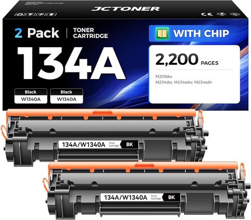 134A W1340A Toner Cartridge Black 2-Pack with chip Replacement for HP 134A 134X W1340X Toner Compatible with HP Laserjet M209dw MFP M234dw M234sdw M234sdn Printer Ink M209dwe M234dwe M234sdwe M234sdne in Kuwait