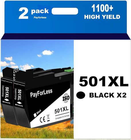 LC501XL LC501 Ink Cartridges for Brother LC501 Ink Cartridges 501 501XL for Brother MFC-J1260DW MFC-J1360DW MFC-J1410DW Printer 2 Pack (2 Black) in Kuwait
