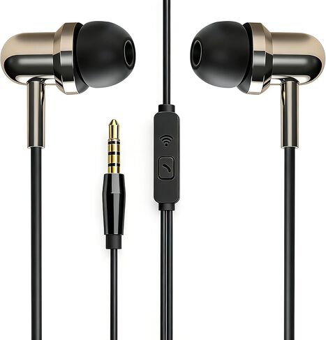 Wired in-Ear Headphones, 10mm Dynamic Driver Earbuds with Microphone, Clear Sound, Comfortable Fit, Black in Kuwait