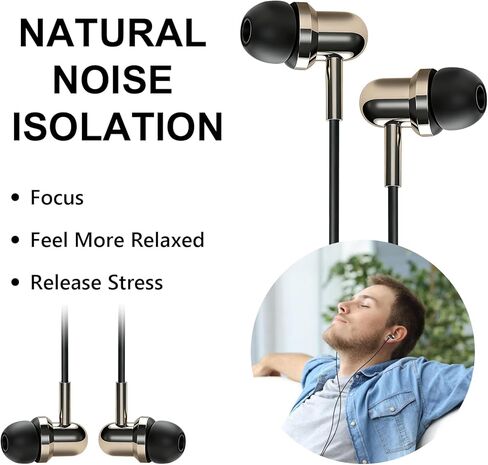 Wired in-Ear Headphones, 10mm Dynamic Driver Earbuds with Microphone, Clear Sound, Comfortable Fit, Black in Kuwait