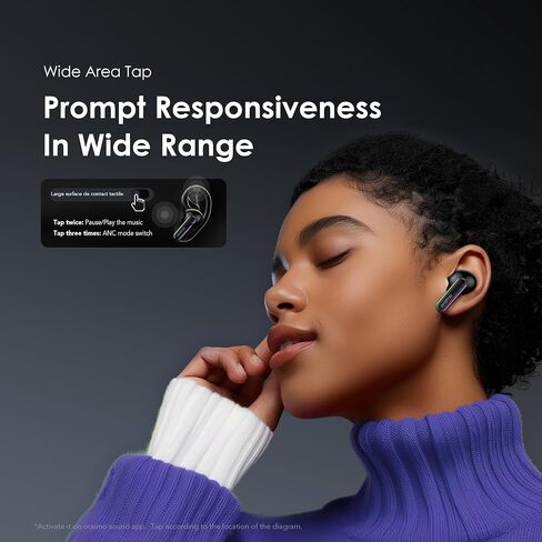 Oraimo SpaceBuds ANC Wireless Earbuds, 50dB Noise Cancelling Bluetooth Earbuds, 4-Mic Clear Calls in Ear Headphones, Heavy Bass, Personalized Light Effects, Slide Design, App Control, 40H Play in Kuwait