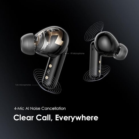 Oraimo SpaceBuds ANC Wireless Earbuds, 50dB Noise Cancelling Bluetooth Earbuds, 4-Mic Clear Calls in Ear Headphones, Heavy Bass, Personalized Light Effects, Slide Design, App Control, 40H Play in Kuwait