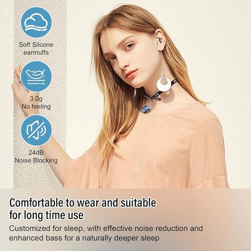 Sleep Earbuds Bluetooth 5.4 in Ear Light-Weight Headphones, Mini Sleep Headphones Small Design for Side Sleepers, 47H Playtime with Charging Case, Clear Calls Earphones, IvoryWhite in Kuwait