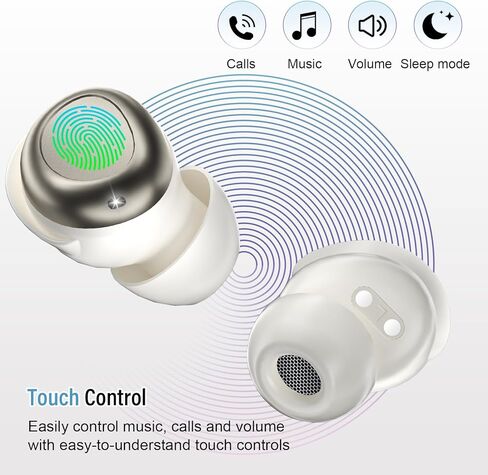 Sleep Earbuds Bluetooth 5.4 in Ear Light-Weight Headphones, Mini Sleep Headphones Small Design for Side Sleepers, 47H Playtime with Charging Case, Clear Calls Earphones, IvoryWhite in Kuwait