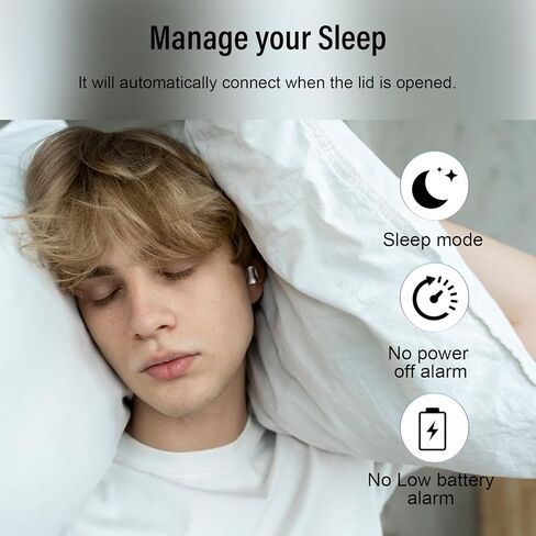 Sleep Earbuds Bluetooth 5.4 in Ear Light-Weight Headphones, Mini Sleep Headphones Small Design for Side Sleepers, 47H Playtime with Charging Case, Clear Calls Earphones, IvoryWhite in Kuwait