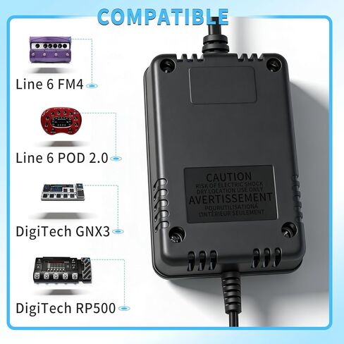 مصدر طاقة بتأثير الجيتار AC 9V، محول تيار متردد لتقليل الضوضاء متوافق مع الخط 6 POD XT Live، دواسات Digitech RP GNX متعددة التأثيرات (9V2000mA/2100mA، وليس لـ 9V DC) in Kuwait