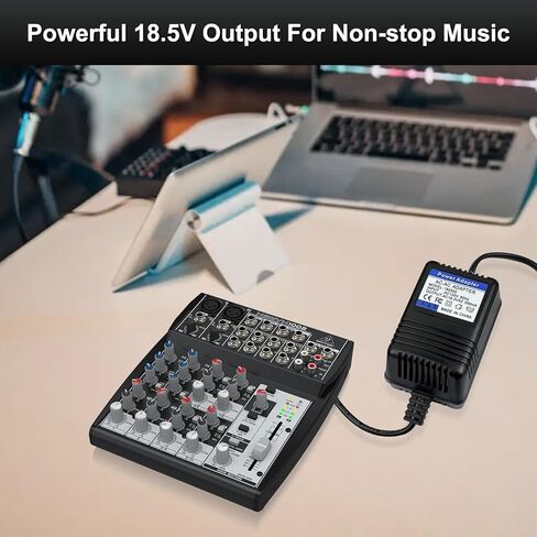 محول طاقة تيار متردد 18.5 فولت صغير 3 دبوس Din (موصل قياسي) لخلاط Behringer Xenyx FX-18B-MP3، متوافق مع خلاط Behringer Xenyx (502,802,1002) PSV3UL، MXVL3، MX602A، Q502USB، Q1002USB in Kuwait