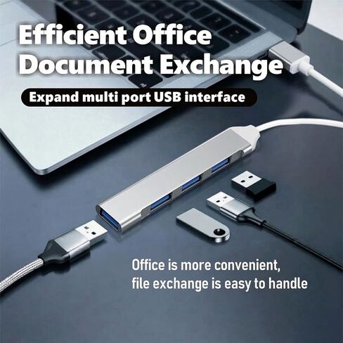 USB Type-C Hub 4 Ports Multiple USB 3.0 Hub USBA Splitter for Laptop Extender for A Port Laptop PC Desktop and More (Gray) in Kuwait