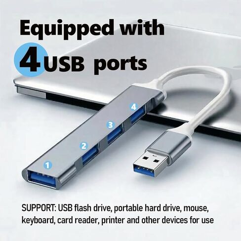 USB Type-C Hub 4 Ports Multiple USB 3.0 Hub USBA Splitter for Laptop Extender for A Port Laptop PC Desktop and More (Gray) in Kuwait