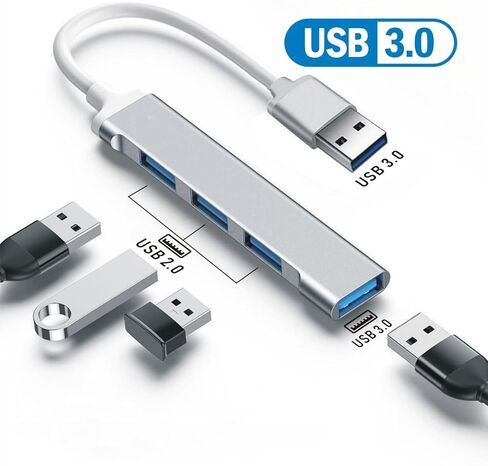 USB Type-C Hub 4 Ports Multiple USB 3.0 Hub USBA Splitter for Laptop Extender for A Port Laptop PC Desktop and More (Gray) in Kuwait