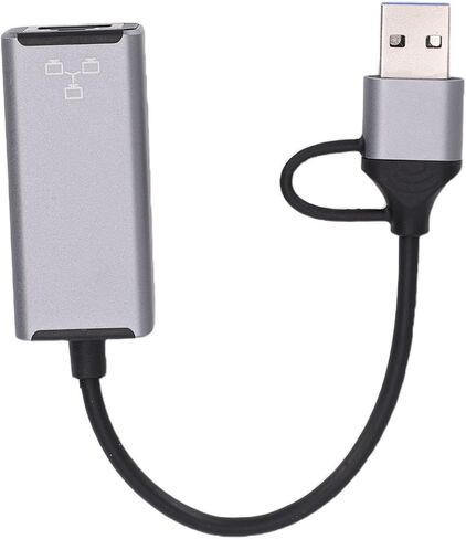محول Cryfokt USB C USB A Ethernet، محول C 3.0 إلى RJ45 Ethernet مع مؤشر LED، محول شبكة 100 ميجابت في الثانية لأجهزة الكمبيوتر المحمول والهواتف المحمولة والكمبيوتر اللوحي in Kuwait