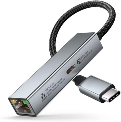 محول USB-C إلى إيثرنت من الألومنيوم - واجهة شبكة عالية الأداء بسرعة 100 ميجا بت في الثانية لأجهزة الكمبيوتر المحمولة من النوع C - من النوع C إلى PD إلى RJ45 in Kuwait