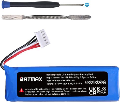 بطارية Batmax جديدة بقدرة 4200 مللي أمبير في الساعة لجهاز JBL Flip 4، Flip 4 Special Edition، JBL GSP872693 01 in Kuwait